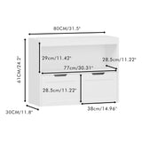 Book Organizer With Large Drawers And Open Shelves, Toy Storage Cabinet With Removable Wheels And Rounded Edges - White