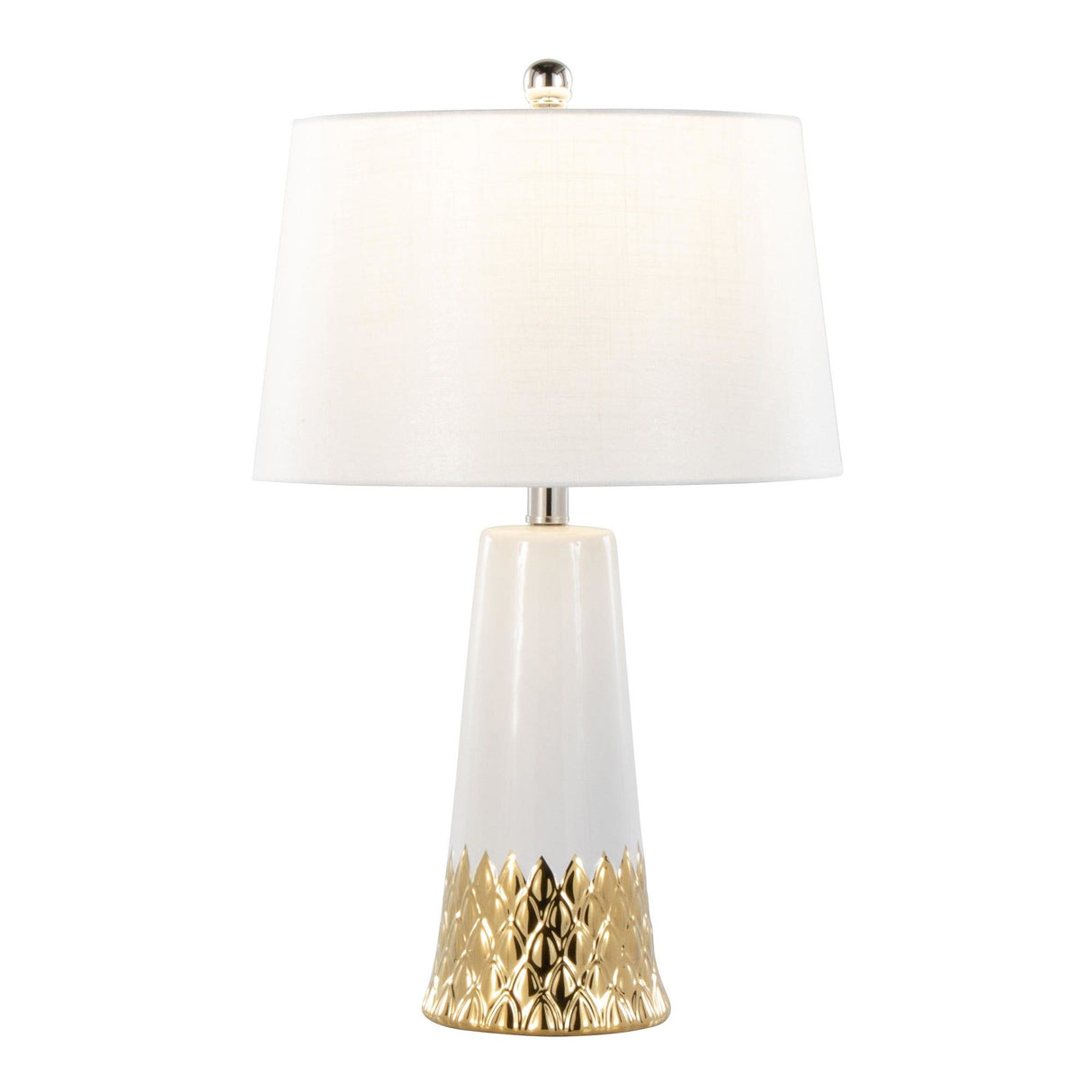 Penelope - Contemporary Ceramic Table Lamp - White & Gold Ceramic Body And White Shade