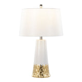Penelope - Contemporary Ceramic Table Lamp - White & Gold Ceramic Body And White Shade