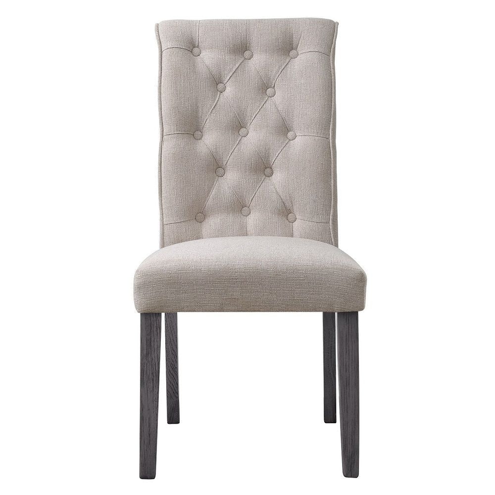 Yabeina - Side Chair Set of 2) - Beige Linen & Gray