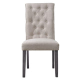 Yabeina - Side Chair Set of 2) - Beige Linen & Gray