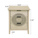 Hollow Carved 3 Drawer Cabinet Dresser Storage Chest With Metal Handles For Living Room Bedroom - Natural