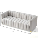 Vertical Channel Tuft Sofa For Apartment Lounge - Ivory