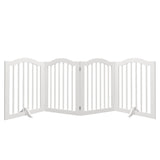 4 Panel Freestanding Pet Gate With Foldable Design And Support Feet - White