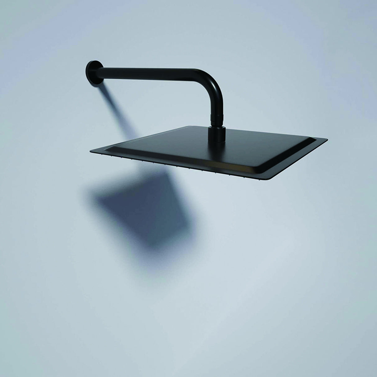 16" Shower Arm With Flange, Stainless Steel, Rust Resistant Design - Matte Black