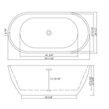 Elegant Oval Freestanding Bathtub, Overflow & Pop Up Drain