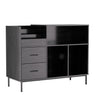 Eco-Friendly Vinyl Record Player Stand With Flip-Top Storage, Media Console With Dual Outlets And Dustproof Drawers