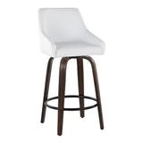 Hannah - 26" Fixed-Height Counter Stool With Swivel And Round Black Metal Footrest (Set of 2) - Walnut Glazed Wood