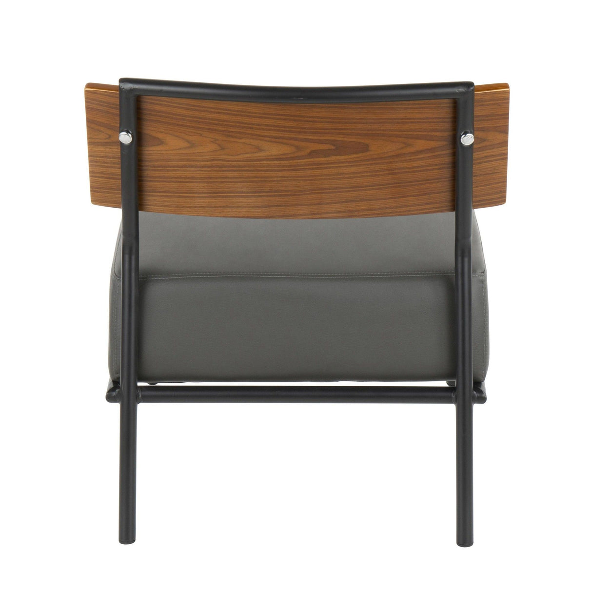 Fiji - Contemporary Accent Chair - Gray Faux Leather With Walnut Wood Accent