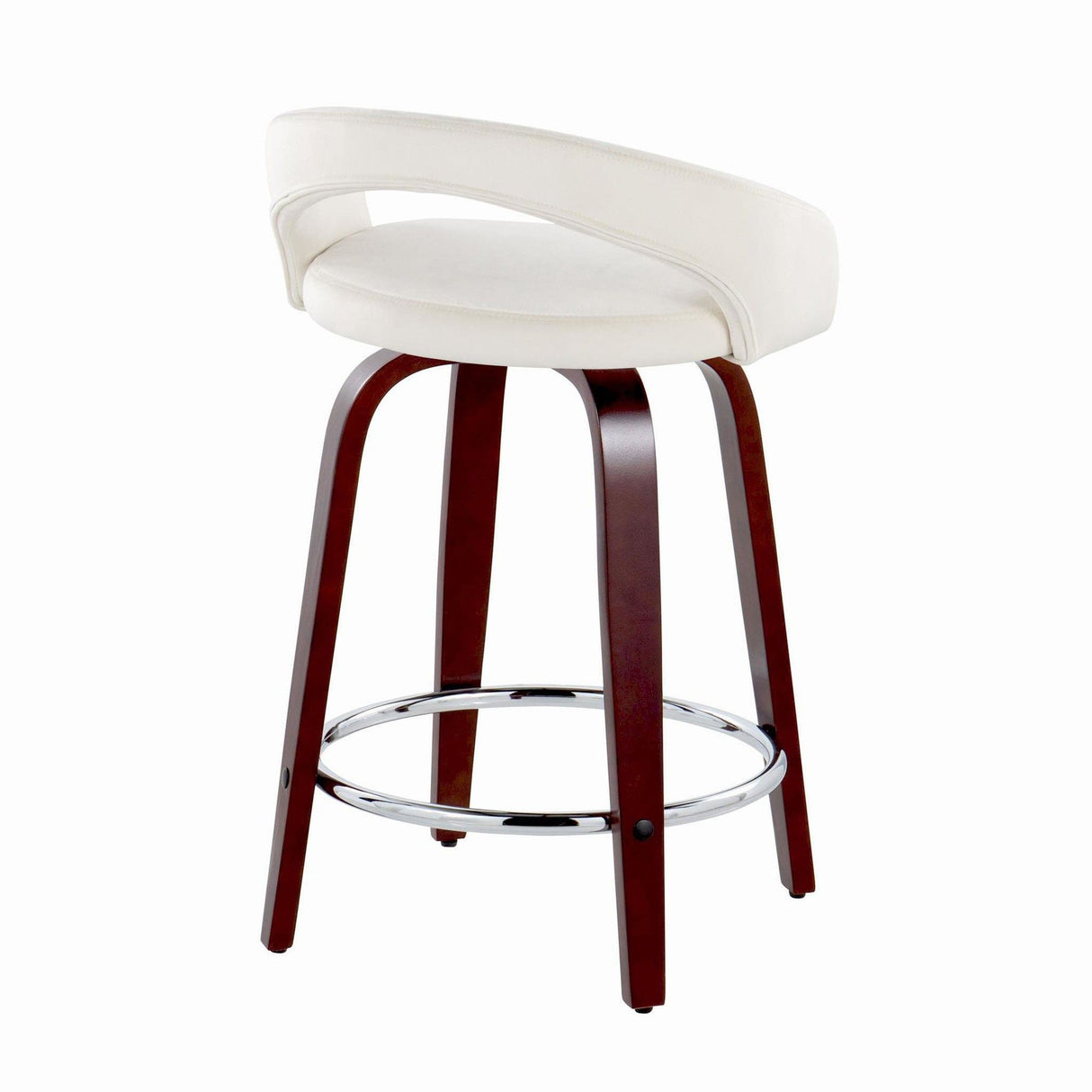 Grotto - Upholstered Fixed-Height Counter Stool With Mahogany Wood Base (Set of 2)