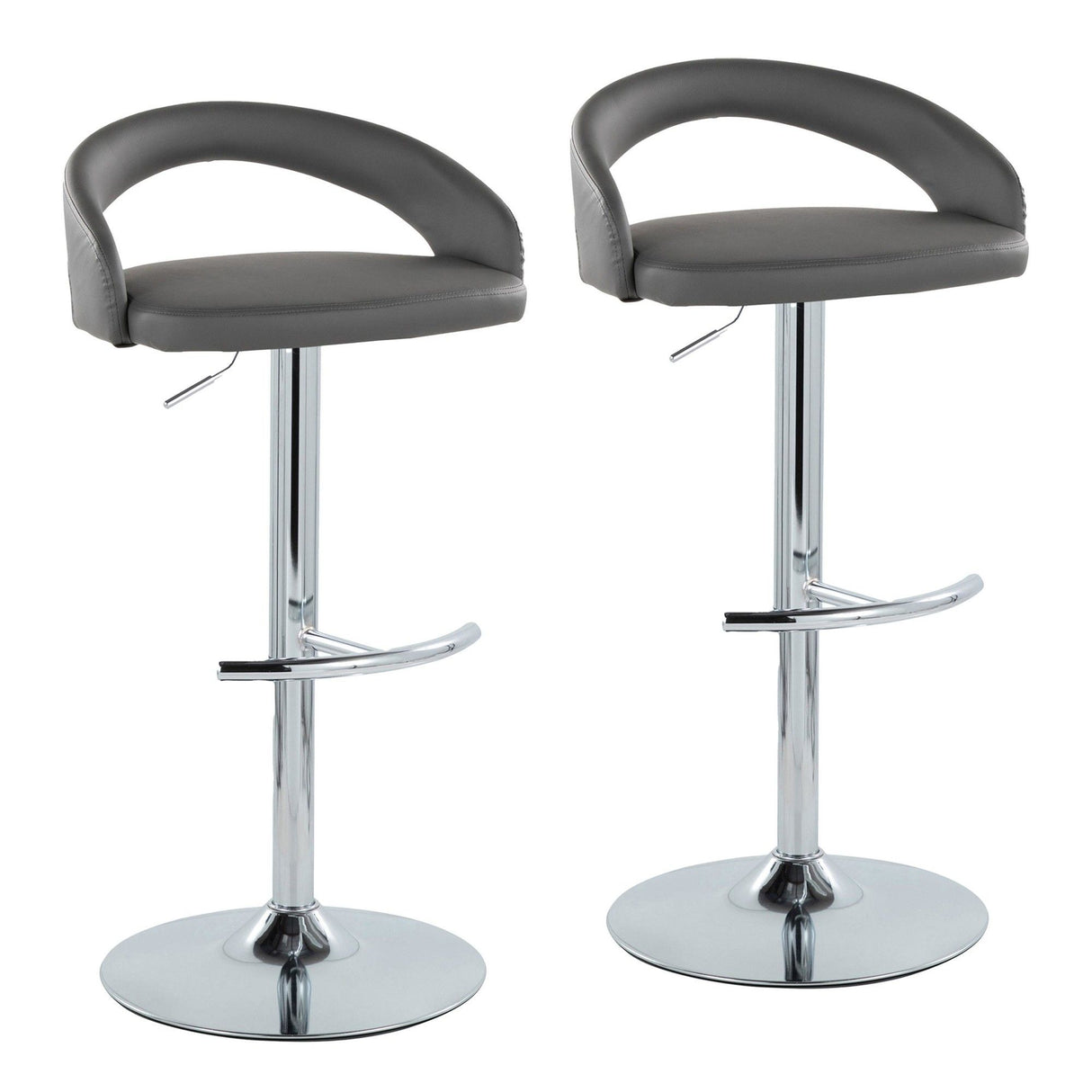 Grotto - Upholstered Adjustable Barstool - Chrome Metal Base