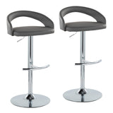Grotto - Upholstered Adjustable Barstool - Chrome Metal Base