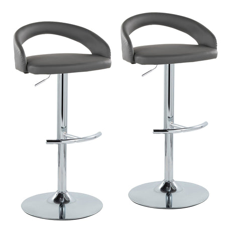 Grotto - Upholstered Adjustable Barstool - Chrome Metal Base
