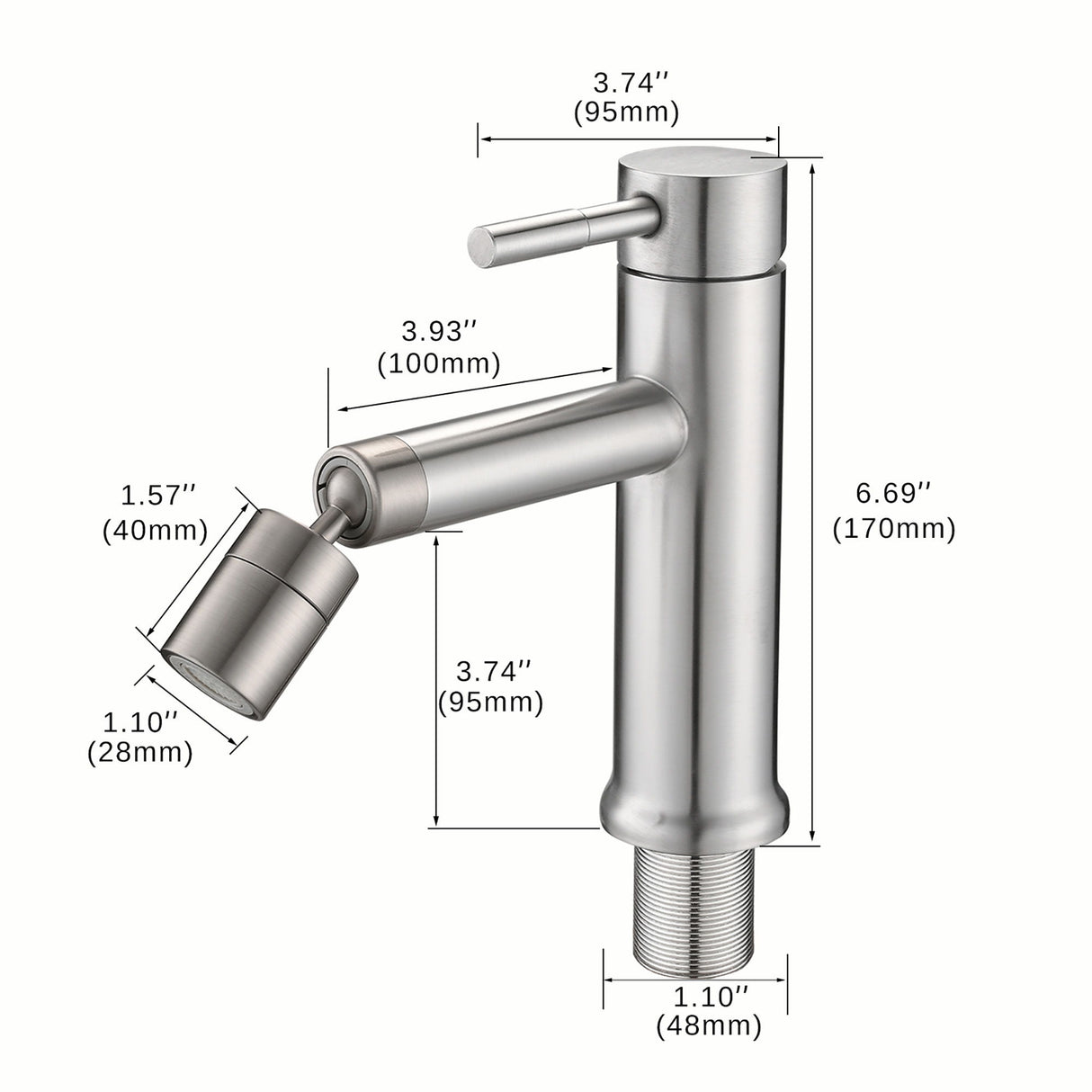 2 Mode Bathroom Faucet With 360 Degree Rotating Aerator For Sink