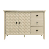 Modern 2 Door 3 Drawer Storage Cabinet, Buffet Cabinet With 2 Embossed Door For Living Room, Kitchen, Entryway - Natural