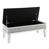 Noralie - 19" Bench With Storage - Mirrored & Faux Diamonds