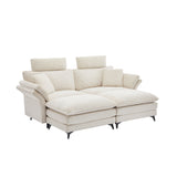 Modern Corduroy Deep Seat Sectional Sofa With Ottoman