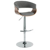 Vintage Mod - Adjustable Barstool - Walnut And Light Gray Fabric