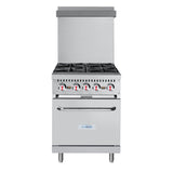 24 in. 4 Burner Commercial Natural Gas Range with Oven in Stainless-Steel (KM-CR24-NG)