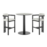 Jazmin - 3-Piece Outdoor Bar Height Bistro Dining Set - White / Black