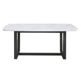 Madan - Dining Table With Marble Top - Marble Top & Weathered Gray