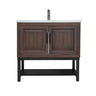 Modern Freestanding Bathroom Vanity With Ceramic Sink, Hot And Cold Faucet, Storage Cabinet & Open Shelf