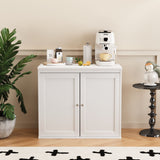 Kitchen Storage Cabinet With Double Doors, Adjustable Shelves, Sideboard Buffet For Dining Room - White