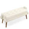 Modern Living Room Bench With Looped Yarn Fabric And Rubber Wooden Legs
