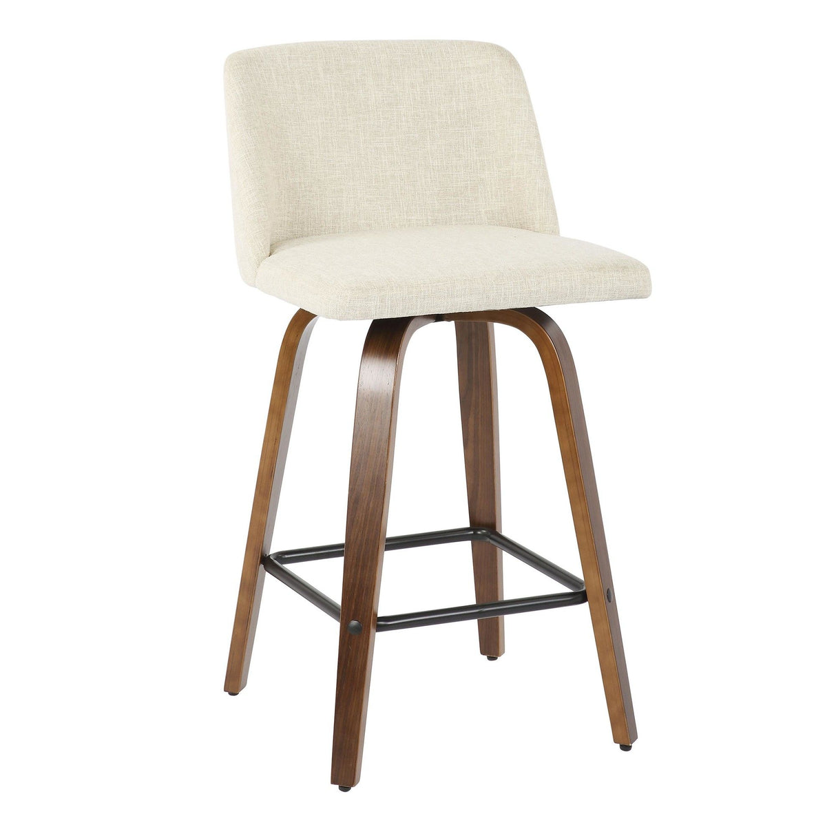Tintori - Counter Stool (Set of 2) - Walnut And Cream Fabric