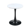 Round Dining Table With Thickened Engineered Wood Top And Metal Pedestal, 23.6" Diameter For Kitchen, Living Room, Small Spaces