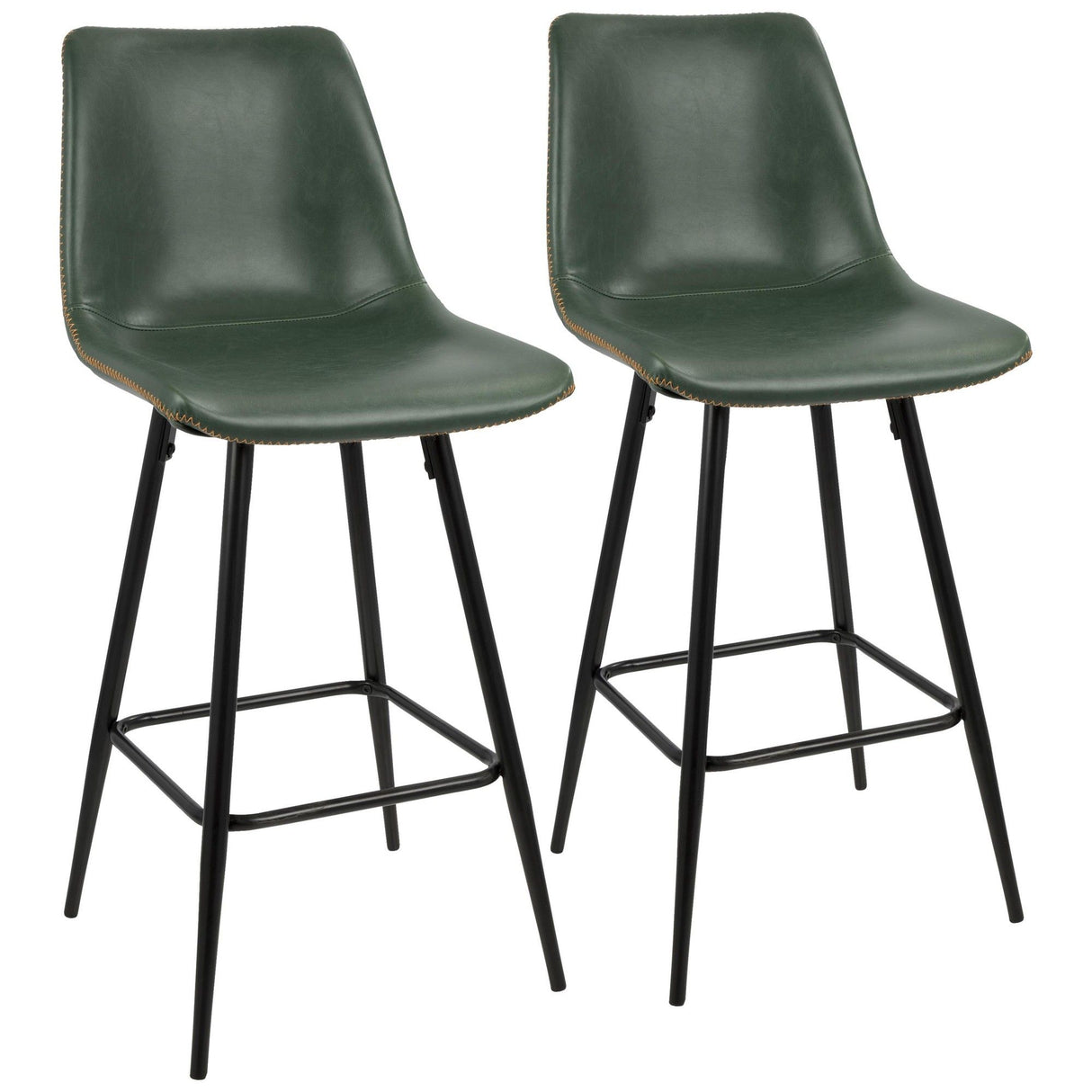 Durango - 26" Counter Stool - Black With Green Vintage Faux Leather (Set of 2)