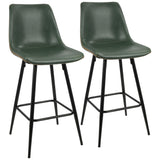 Durango - 26" Counter Stool - Black With Green Vintage Faux Leather (Set of 2)