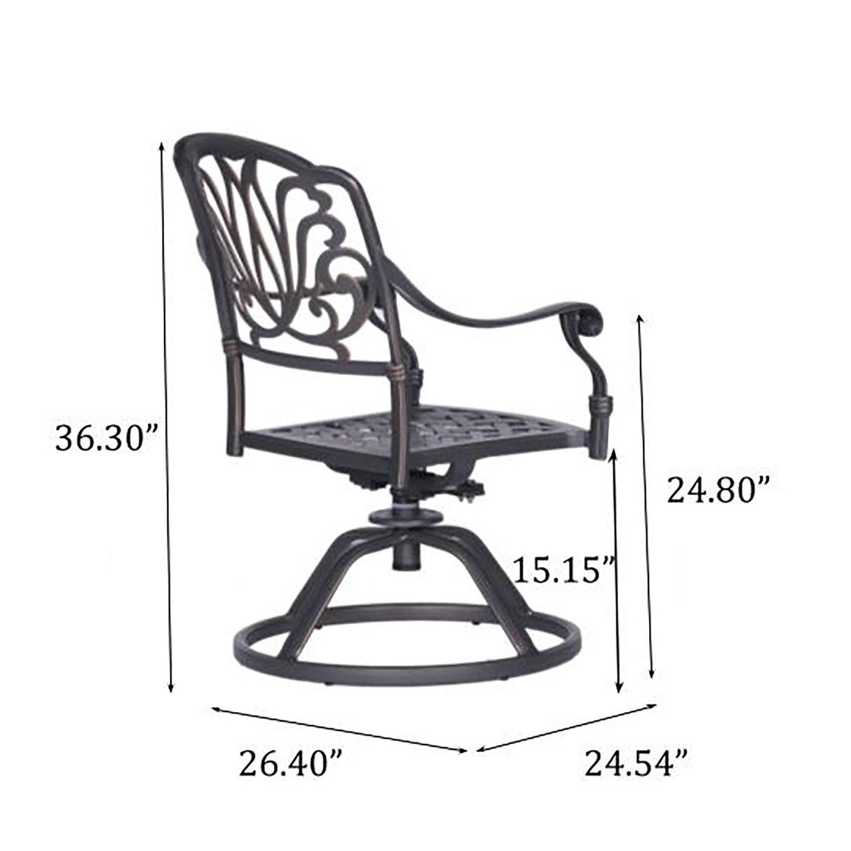 Patio Outdoor Aluminum Dining Swivel Rocker Chairs With Cushion (Set of 2)