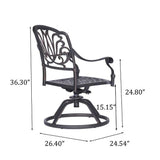 Patio Outdoor Aluminum Dining Swivel Rocker Chairs With Cushion (Set of 2)