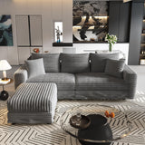 Convertible Deep Seat Sofa With Soft Pillows And Ottomans