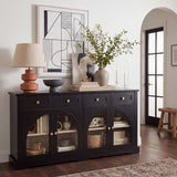 Sideboard Cabinet With 4 Drawers And 4 Arched Glass Doors
