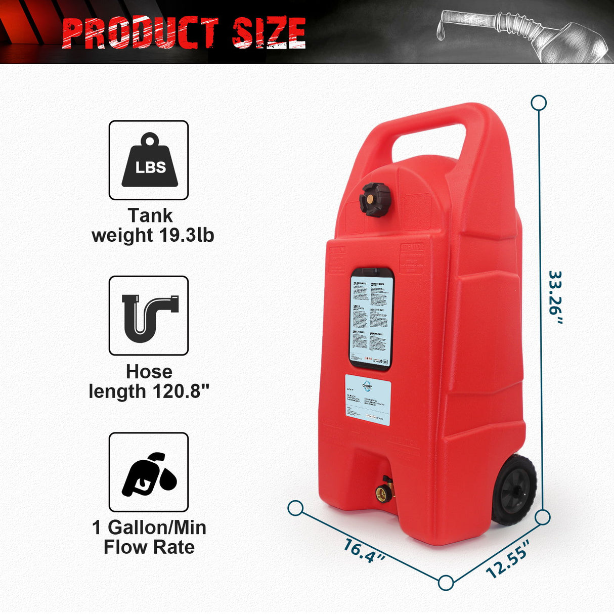 Gas Caddy With Wheels, Fuel Transfer Tank, Gasoline Diesel Can