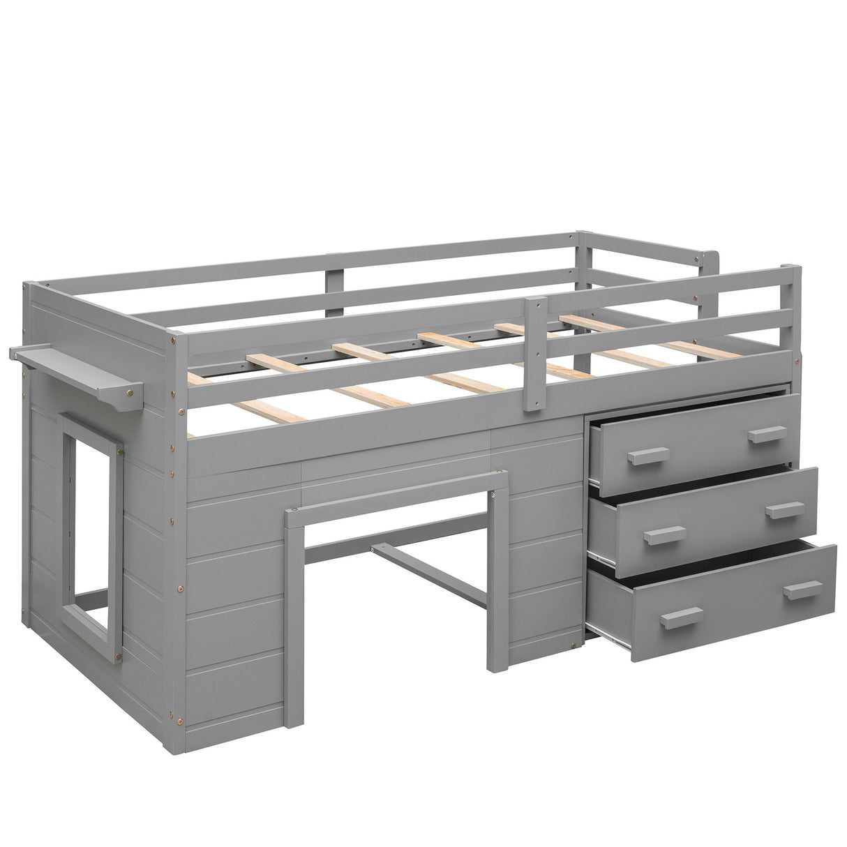 Loft Bed With Cabinet And Shelf