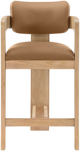 Sacha - Vegan Leather Upholstered Counter Stool With Natural Base
