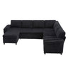 Convertible U-Shaped Sectional Sofa Bed With USB Ports And Storage