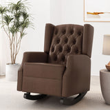 Amedou - Contemporary Tufted Wingback Rocking Chair - Dark Brown
