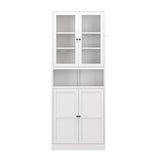 Metal Kitchen Pantry Cabinet Tall Storage With Adjustable Shelves, Heavy Duty Stainless Steel Frame - White
