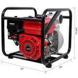 Gasoline Powered Water Pump 3" Inlet & Outlet, 264Gpm Flow, 7Hp Engine - Black / Red
