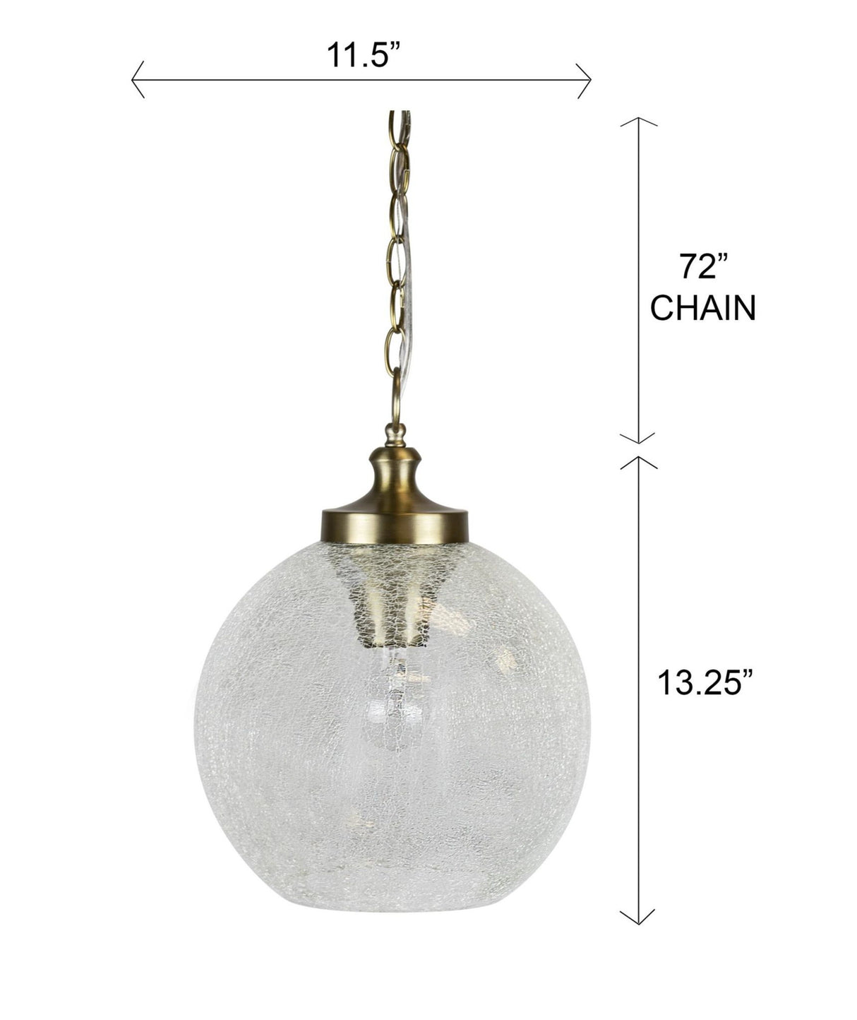 Globe - Glass Pendant Lamp - Clear Crackle Glass, Gold Plating '16