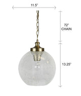Globe - Glass Pendant Lamp - Clear Crackle Glass, Gold Plating '16