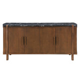 Estella - Server With Marble Top - Black Natural Marble Top & Walnut