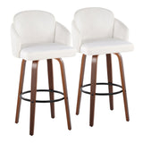 Dahlia - Fixed-Height Barstool (Set of 2) - Walnut Wood, Black Metal Footrest