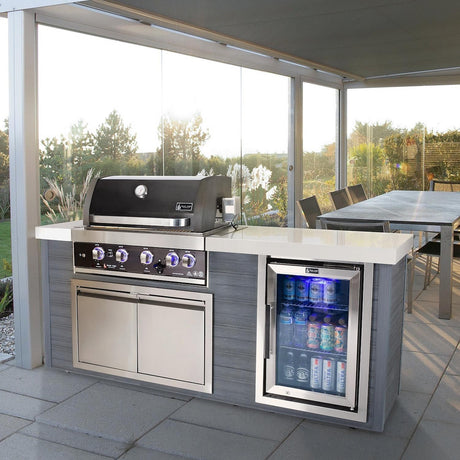 Mont Alpi Artwood Series 6.5 Ft Natural Gas Outdoor Kitchen Island w/ 4-Burner Grill - MA400-AWBSS