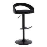 Grotto - Upholstered Adjustable Barstool - Black Metal Base