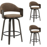 Daxton - Swivel Counter Height Round Back Wood Bar Stool With Faux Leather Seat